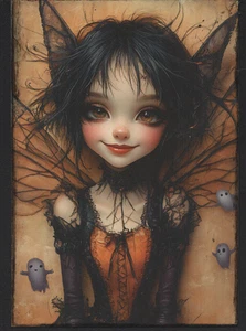 Junk Journal Art Cards, Adorable Halloween, 18pcs 4"x 6" - Picture 1 of 20