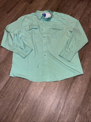 Men's Guy Harvey Long Sleeve Vented Fishing Button Down Camping Shirt Green Sz L - Image 1 of 4