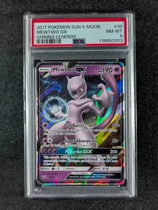 2017 Pokemon MEWTWO GX #39/73 Shining Legends Ultra Rare English PSA 8 - Picture 1 of 3