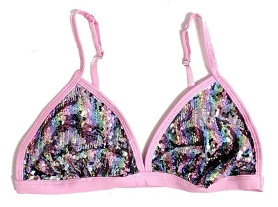 LADIES RAINBOW SEQUIN BIKINI MERMAID TOP BRA TOP BRALET 32D/DD - Image 1 of 4