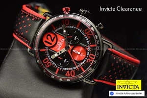 Reloj Invicta Hombre 44mm Racing Cuarzo Cronógrafo Negro/Rojo Tono Correa Cuero - Imagen 1 de 10