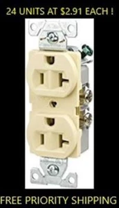 Outlet Receptacle 24 Pack Eaton BR20A-SP-L Commercial Duplex Almond 20A / 125V - Picture 1 of 2