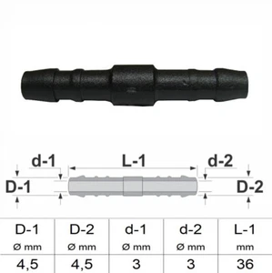 1 2 3 5 o 10 unidades conector de manguera 4 mm 4 mm RGV PA GF30 recto negro - Imagen 1 de 6