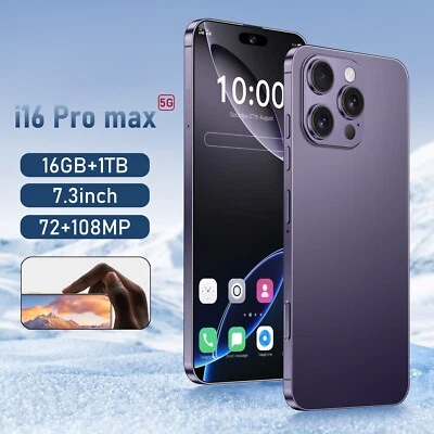 I16 Pro Max 7.3" Global Unlocked Smartphone 1TB Dual SIM Cell Phone Android 16 - Image 1 of 4