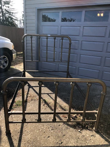 Antique Brass Bed and Frame - 79x 53 Cover