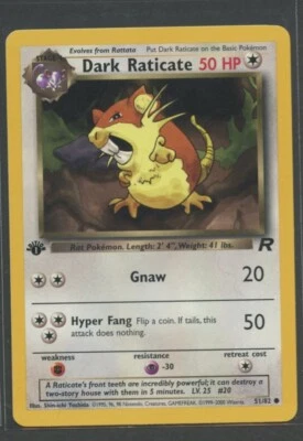 Dark Raticate 1. Edition | Team Rocket 51/82 | Pokemon Karte EN NM- Rattikarl - Bild 1 von 2