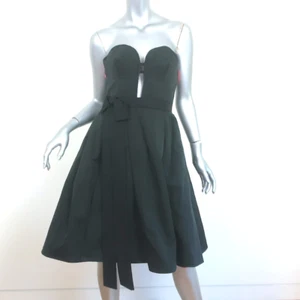 Oscar de la Renta Strapless Two-Tone Cocktail Dress Black/Pink Silk-Blend Size 6 - Picture 1 of 7