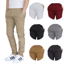 MEN'S CHINO TWILL STRETCH SKINNY PANTS VICTORIOUS *9 COLORS 28-44 WAIST