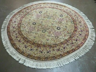 6' Handmade Fine Indian Wool Rug Carpet Round Silk Accent Beauty - Image 1 of 4