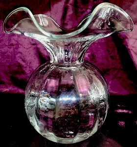 Vintage Lancel Paris Mouth Blown Glass Hibiscus Flower Vase - Picture 1 of 18