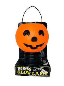 Vintage Blinky Blow Mold Pumpkin Electric Glow Lamp Lighted Halloween Decoration - Picture 1 of 4