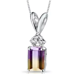 1,00 ct Smaragdschliff Ametrin Anhänger Diamant Akzent in 14 Karat Weißgold, 18 Zoll - Bild 1 von 4