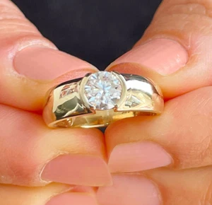 GIA-zertifizierter runder Schliff natürlicher Diamant Verlobungsring 14k Gelbgold 1,60ctw - Bild 1 von 10