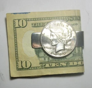 Vintage Sterling Silver Money Clip With Auth 1935 US SILVER DOLLAR * 43 Grams ! - Picture 1 of 5
