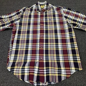 Duck Head Button Up Classic Long Sleeve Shirt Mens Medium Red White Plaid - Picture 1 of 13