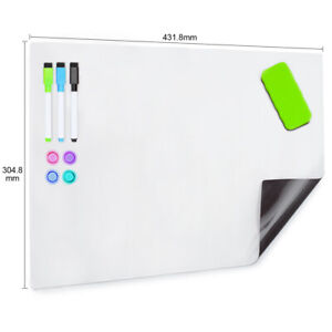 A3 Soft Magnetic Whiteboard for Fridge 400X300MM  with 3 markers  & an Eraser