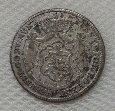 1770 HOHENLOHE NEUENSTEIN OEHRINGEN GERMAN STATES 10 KREUZER SILVER COIN - Image 1 of 2