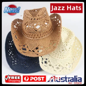 Straw Cowboy Hat Cowgirl Wild West Hats Western Wide Brim Sunshade Cap Fungus - Picture 1 of 12