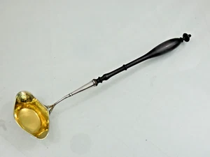ANTIQUE SWEDISH LARGE SILVER LADLE WOODEN HANDLE SCANDINAVIAN SWEDEN sterling - Picture 1 of 24