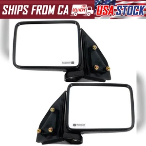 Side Mirror Black Pair For Mitsubishi Mighty Max Cyclone Pickup 1987-1996 - Picture 1 of 6