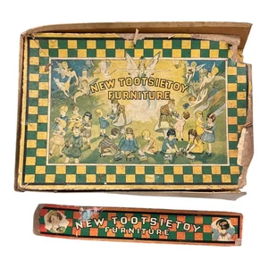 Vintage Tootsie Toy Doll Furniture Box w 1 Table Living Room Dollhouse Lot - Picture 1 of 7