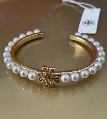 Tory Burch Jewelry Gold + White Pearl Bracelet Cuff Style New w Tag - Image 1 of 4