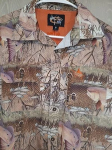 GUY HARVEY Camisa de Pesca Camuflada Para Hombre S Poliéster Manga Corta Multicolor - Imagen 1 de 10