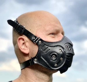 Face Leather Mask, Leather Face Cover, steampunk mask, dieselpunk mask - Picture 1 of 9