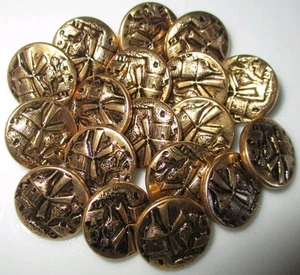 LOT SET 18 VINTAGE BRASS METAL PICTURE BUTTONS - WINDMILL - 5/8" - Picture 1 of 2