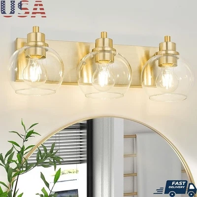 Aplique de pared moderno con pantalla de vidrio transparente de oro cepillado nuevo Foto 1 de 4