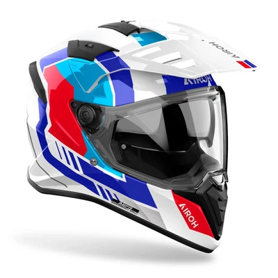 Airoh Bandit 2 in 1 Adventure Motorcycle Motorbike Helmet - Horn White Gloss ECE - Image 1 of 3
