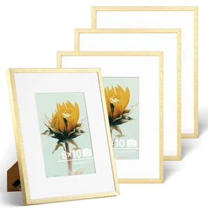8x10 Metal Picture Frame, 4 Pack Thin Aluminum 8 x 10 Photo Frame with 5x7 Ma... - Picture 1 of 7