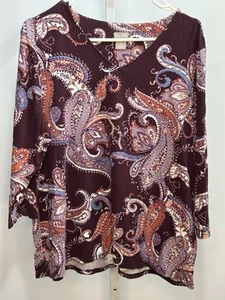 Chico's Damen Paisley Bluse Oberteil 3/4 Arm, Größe 2. 3D - Bild 1 von 4