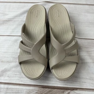 Crocs Sandals Womens Size 8 Sanrah Strappy Wedge Dual Comfort Slip On - Picture 1 of 8