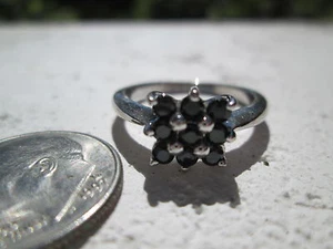 NEW STERLING SILVER 925 and BLACK SPINEL RING sz 6.5  - Picture 1 of 4