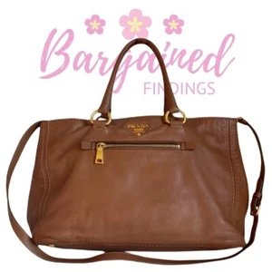 Auténtico bolso de mano grande bidireccional de cuero de becerro marrón vintage de PRADA - Imagen 1 de 11