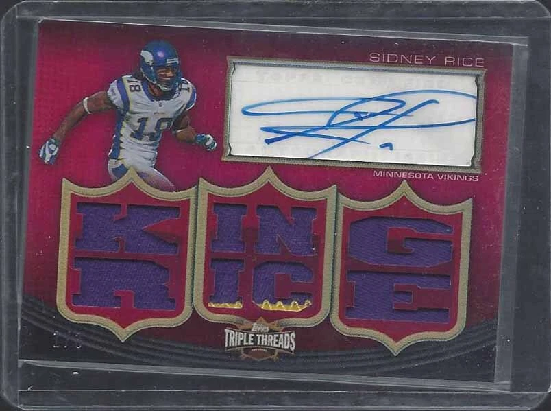 SIDNEY RICE 2010 TOPPS TRIPLE THREADS KING RICE TRI JERSEY AUTO #D 1/3 - Image 1 of 1