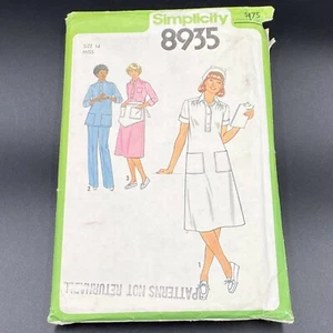 Vintage 1979 Nurse Uniform Dress Sewing Pattern Simplicity 8935 Tunic 1970s PT - Picture 1 of 5