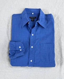 Camicia vintage anni 90 J. PETERMAN bottoni davanti 100% cotone blu collo a punta 16,5/35 - Foto 1 di 7