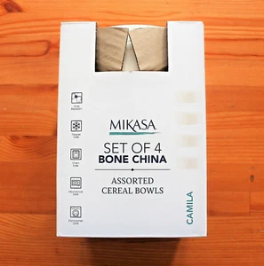 Cuencos de sopa de cereal Mikasa Camila Bone China, juego de 4 patrones surtidos - Imagen 1 de 4