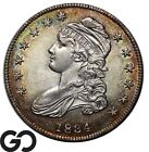 1834 Capped Bust Half Dollar, Sm Dt, Sm Lt, Nice Color, Choice Au+, Tough Coin!