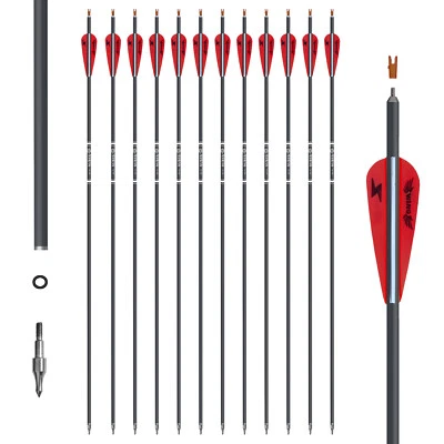 Hunting 12pcs 28" Carbon Arrows Vane Spine 400 for Compound/Recurve Bows - Image 1 of 4