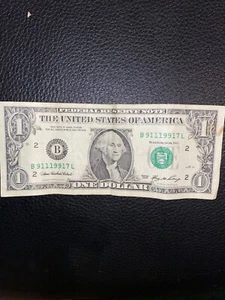 $1 Bill B 91119917 L VERY COOL 97.5% - Picture 1 of 5