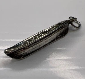 925 Sterling Silver Retro Charm Pendant Large Row Boat Lake Pond Vacation Travel - Picture 1 of 7