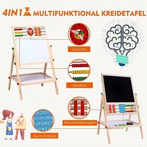 4in1 Kreidetafel Kinder Holz Standtafel Magnet Mal Schreib Tafel Schultafel NEU - Bild 1 von 5