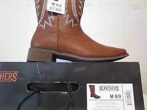 Searchers Stivali Uomo Cowboy Biker Moto Ricamati Marrone Taglia M 8/9 - Foto 1 di 6