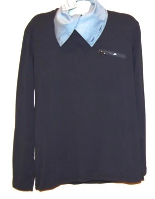 Mondo Cotton Blue Gray Collar Turtleneck Men's Sweater Shirt 4XL - Image 1 of 4