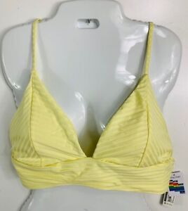 NO BOUNDARIES Large Solid Yellow Padded Bathing Suit Top Swimwear NWT
