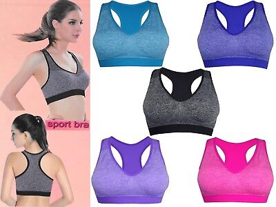 Womens Padded Sports Bra Ladies Crop Top Gym Yoga Workout Run Fitness Exercises • 8.40€