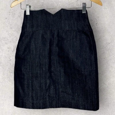 Aritzia Bustier Mini Skirt Talula Blue Denim Size 0 Silver Indigo Style 64386 Foto 1 de 4